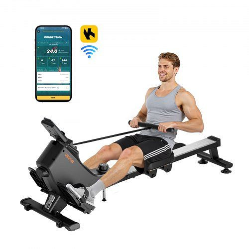 VEVOR leises magnetisches Rudergerät, 16 Stufen, faltbar, Riemenscheibendesign, LCD, Bluetooth-App, 158 kg belastbar, HCJCZJCKLYAP6FWN8001V9