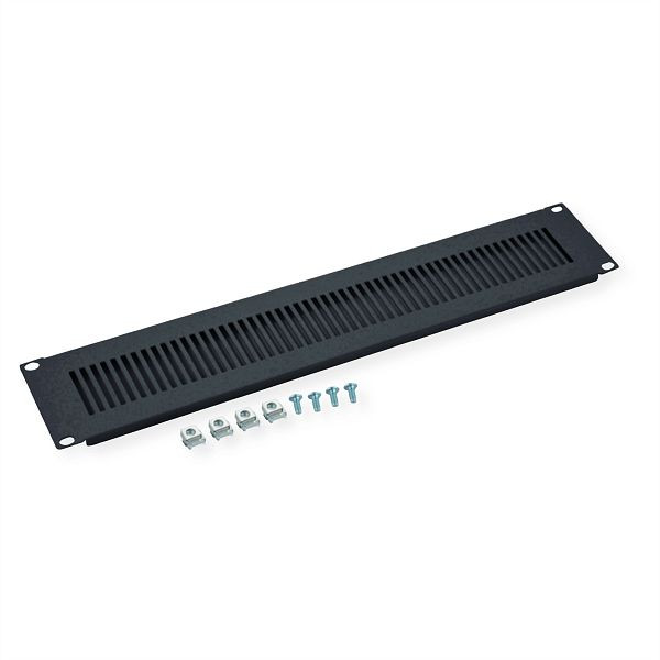 VALUE 19"-Belüftungs-Frontplatte 2 HE, RAL 9005 schwarz, 26.99.0320