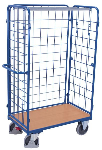 VARIOfit Paket-Dreiwandwagen hoch, Ladefläche: 1.200 x 800 mm, RAL 5010 enzianblau, sw-800.306