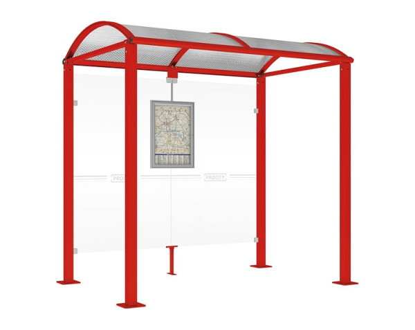 Procity Wartehalle Vierkantrohr - Ohne Seitenverkleidungen, Farbe RAL 3020, Maße: Breite 2500 x Höhe 2560 x Tiefe 1600 mm, 529208.3020