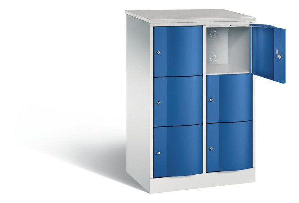 C+P Schließfachschrank Resisto, H1255xB772xT540mm, Farbe: Lichtgrau / Enzianblau, 8573-272 S10460