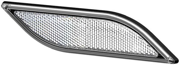 HELLA Rückstrahler, Shapeline Style, Lichtscheibenfarbe: weiß, rechteckig, geklebt/Anbau, für waagerechte Befestigung, vorne rechts, 8RA 013 347-021