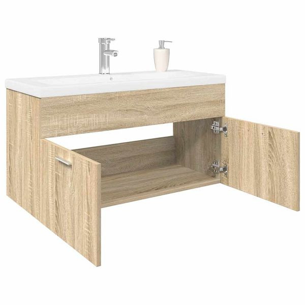vidaXL Waschbeckenunterschrank mit Einbaubecken Sonoma-Eiche, 3325016