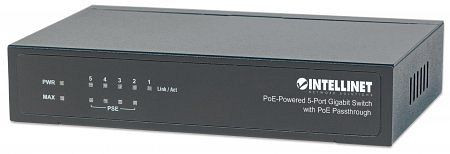 INTELLINET 5-Port PoE+ Gigabit Switch mit PoE-Passthrough, 561082