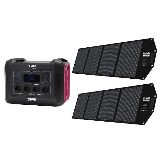 ELMAG Tragbares Solargenerator-Set ENERGY 2400 + SOLAR 220 DUO, 00404