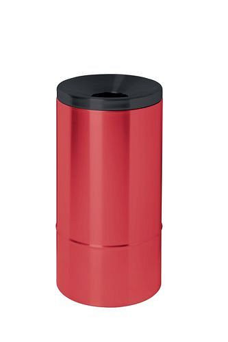 DENIOS Selbstlöschender Papierkorb, 50 Liter, Stahl, rot mit schwarzem Deckel, 172-152