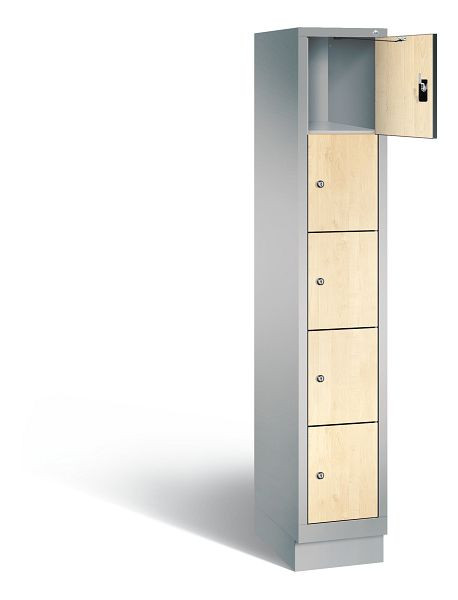 C+P Schließfachschrank Evolo, H1800xB320xT500mm, Farbe: Weißaluminium / Dekor Donau-Ahorn, 48020-105 S10168