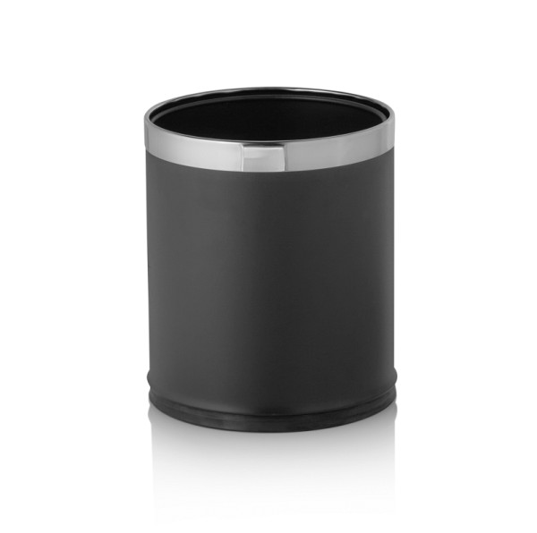 WAS Papierkorb, doppelwandig, Ø 22 cm, Höhe 26 cm, schwarz, Chromnickelstahl, 1131122