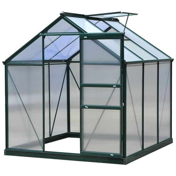 Outsunny Gewächshaus Aluminium Treibhaus mit Dachfenster 190 x 192 x 201 cm, 845-058
