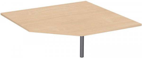 geramöbel Verkettungsplatte Fünfeck 90° mit Stützfuß, mit Kabelführung, höhenverstellbar, 1225x1225x680-820, Buche/Silber, N-647510-BS