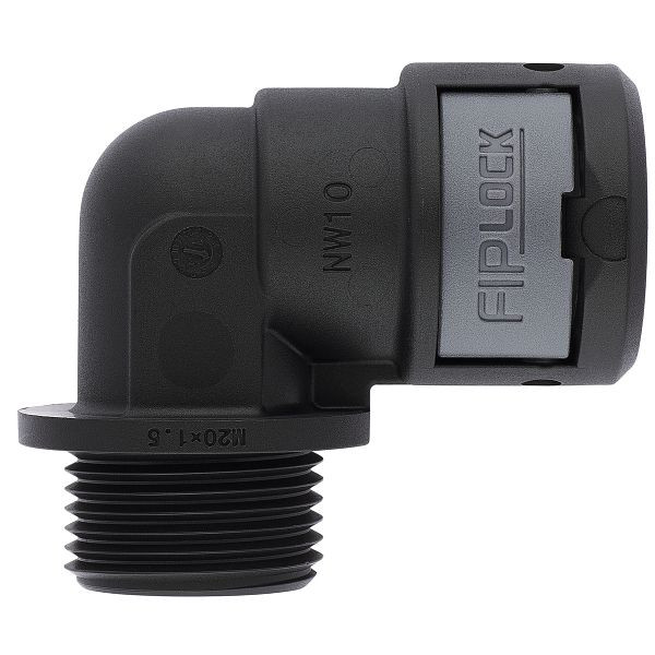 LAPP Schlauchverschraubung FIPLOCK ONE 90° M12X1,5 / 7, schwarz, VE: 10 Stück, 61804458