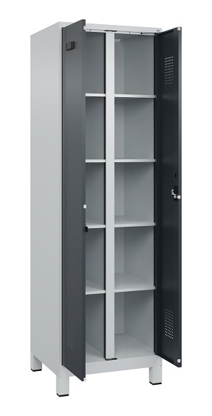 C+P Wäsche-Spind Evolo PLUS, mit Füßen, 2 Abteile, 1950x600x500mm, 7035/7016, Verschluss Zylinderschloss, 049012-20B S10039