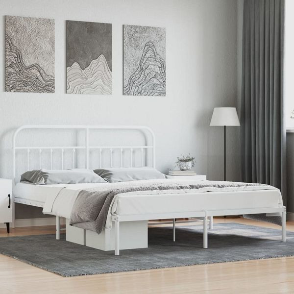 vidaXL Bettgestell mit Kopfteil Metall Weiß 183x213 cm, 352632