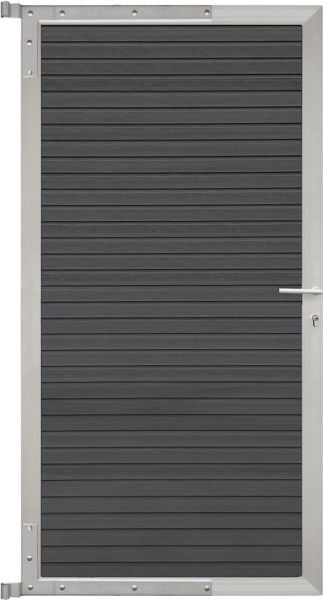 T&J WAREN-Tor-Komplettset, 90 x 173 cm, Füllung charcoal, Rahmen silber, 44029