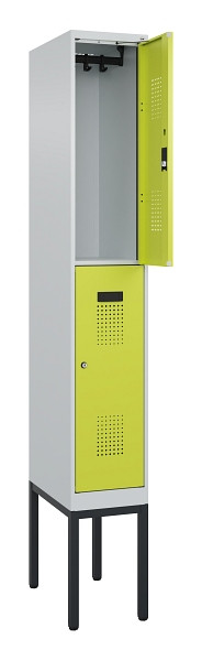 C+P Doppelstock-Spind Evolo PLUS, Gestell, 2 Fächer, 2120x300x500mm, 7035/0024, Zylinderschloss, 0493307-10 S10042