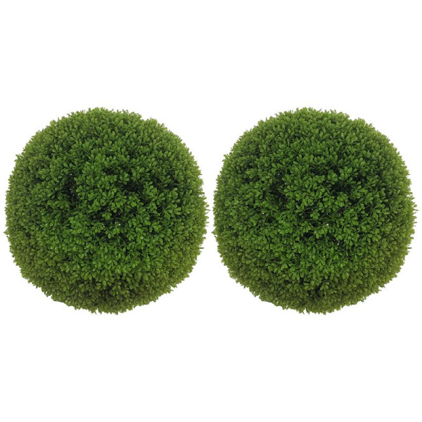 HOMCOM 2er-Set Buchsbaumkugel, Künstliche Pflanzen, Zimmerpflanze mit UV-Schutz, Deko-Pflanze, für Indoor, Outdoor, Grün, 830-790V02GN