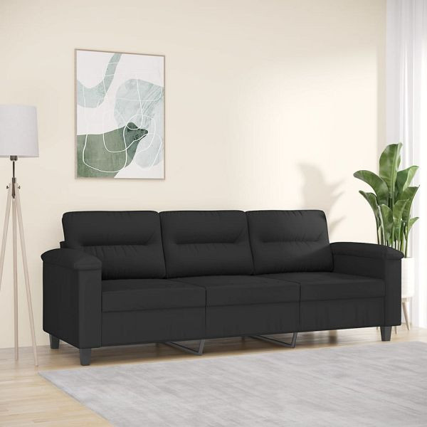 vidaXL 3-Sitzer-Sofa Schwarz 180 cm Mikrofasergewebe, 359570