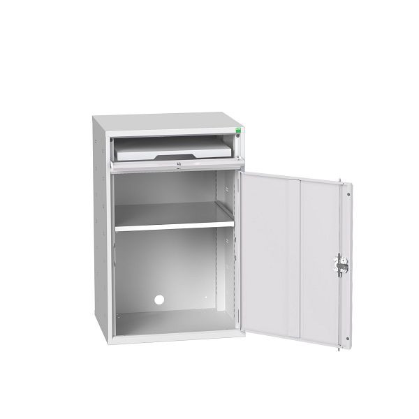 bott verso Computerschrank, mit 1 Fachboden und 1 Tablar, BxTxH: 650 x 550 x 1000 mm, Lichtgrau / Lichtgrau, 16928000.16