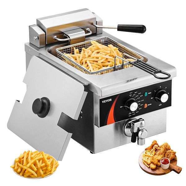 VEVOR Kommerzielle Elektrische Fritteuse, 3000W 5,9L Edelstahl Upgrade 200°C, DGDZGYTGK000ZPVDWV2
