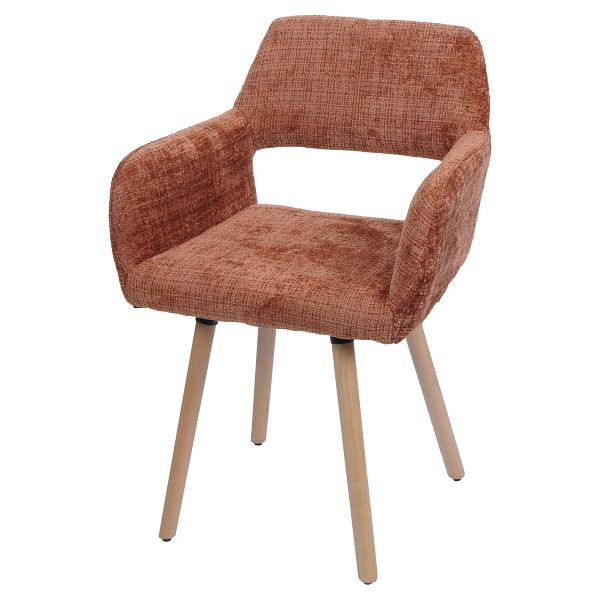 Mendler Esszimmerstuhl HWC-A50 II, Stuhl Küchenstuhl Polsterstuhl, Holz Stoff/Textil Chenille (465g/m²) FSC®, terrakotta, 108867
