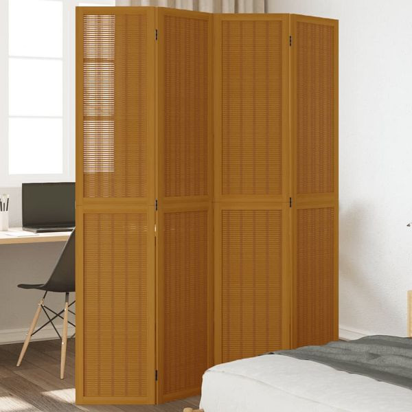 vidaXL 4-teilig Raumteiler Braun Massivholz Paulownia, 358819