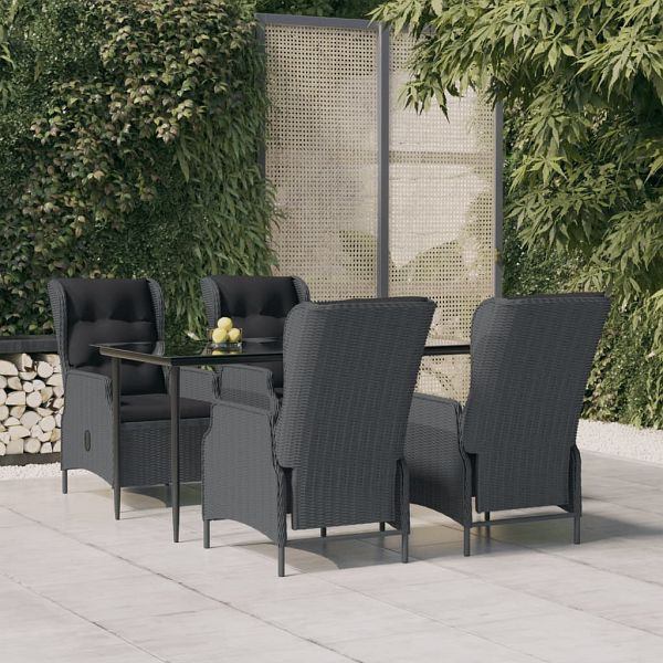 vidaXL 5-teilig Garten-Essgruppe Dunkelgrau Poly Rattan, 3156802