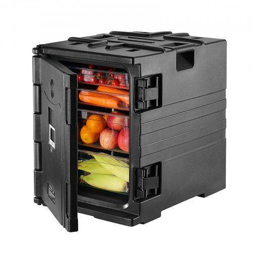 VEVOR Isolierter Lebensmittelbehälter-Träger, Frontlader, Catering-Box, stapelbar, 82 Qt, Schwarz, SPBWXH90-A90LR902V0