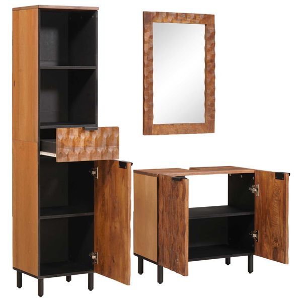 vidaXL Badezimmer Sets mit Regal Akazie Braun Winish Massivholz Mango, 3310037