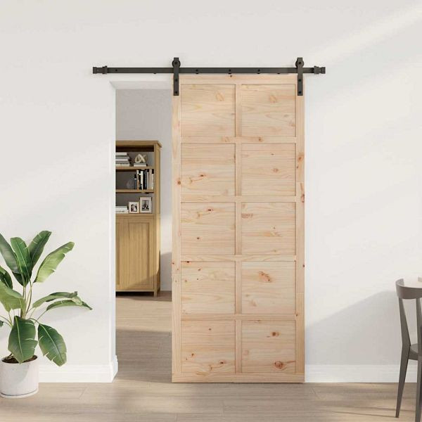 vidaXL Schiebetür Braun 80 x 208 cm Massivholz Kiefer, 3381195