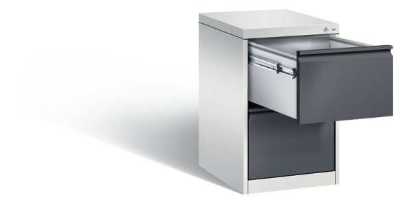 C+P Hängeregistraturschrank Acurado, H733xB433xT590mm, Farbe: Lichtgrau / Schwarzgrau, Griffleiste, 12412-311 S10023
