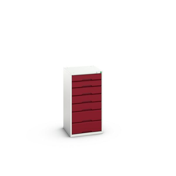 bott verso Schubladenschrank, mit 7 Schubladen, BxTxH: 525 x 550 x 1000 mm, Lichtgrau / Purpurrot, 16925049.24
