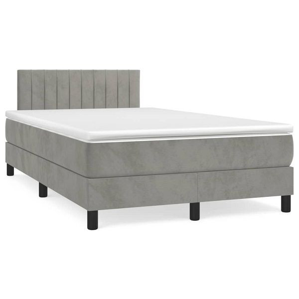 vidaXL Boxspringbett mit Matratze Hellgrau 120x190 cm Samt, 3269849