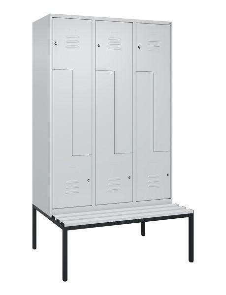 C+P Z-Spind Classic PLUS, mit untergebauter Sitzbank, 6 Abteile, 2120x1200x815mm, 7035/7035, Zylinderschlösser, 0800537-326 S10054