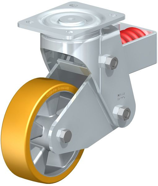 Blickle LHF-ALTH 160K Stahlblech-Lenkrolle, Schwerlast-Ausführung, mit Stahlfeder, Blickle Extrathane®, Hellbraun, 605345