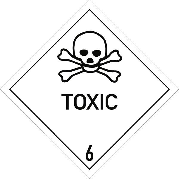 Moedel Gefahrzettel Klasse 6.1 Text TOXIC, Folie, 100x100 mm, 66065