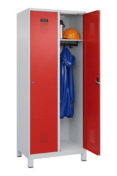 C+P Spind Evolo PLUS, mit Füßen, 2 Abteile, 1950x800x500mm, 7035/3020, Verschluss Zylinderschloss, Ablageböden 2, 049010-22 S10032