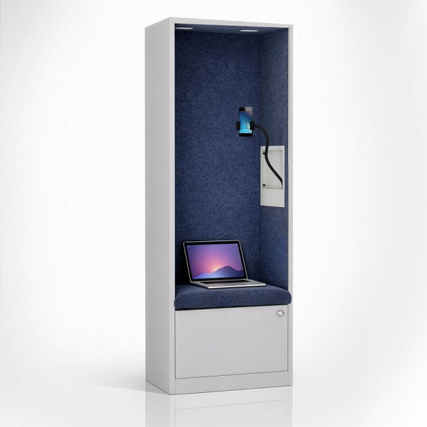 Jan Nowak Schrank mit Sitzfläche und Ruhezone SALLY MentalBox 1850 x 600 x 400 mm, Grau, Dunkelblau, 2065