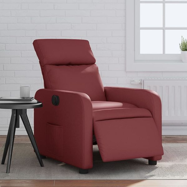 vidaXL Relaxsessel Elektrisch Weinrot Kunstleder, 3206739