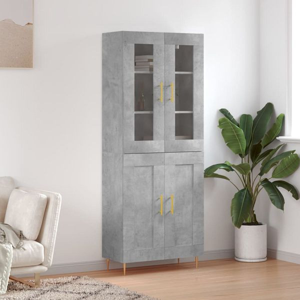 vidaXL Highboard Betongrau 69,5x34x180 cm Holzwerkstoff, 3198333