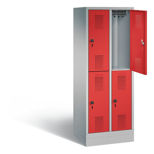 C+P Spind doppelstöckig Evolo, H1600xB610xT500mm, Farbe: Weißaluminium / feuerrot, 483206-20 S10066