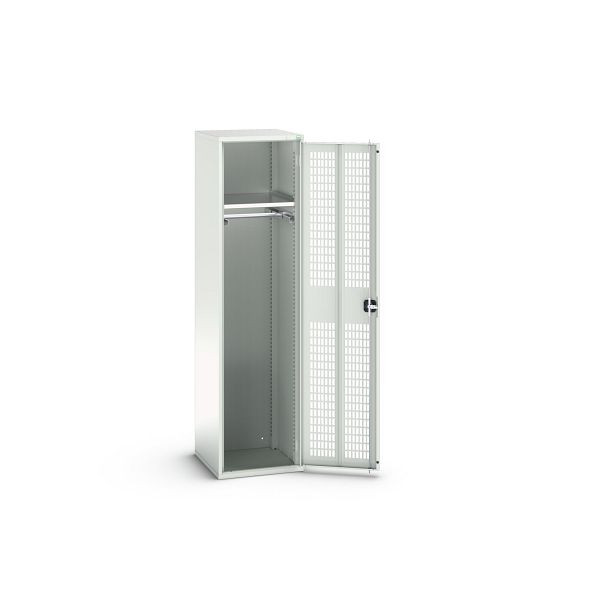 bott verso Garderobenschrank mit Belüftung, mit 1 Fachboden und 1 Kleiderstange, BxTxH: 525 x 550 x 2000 mm, Lichtgrau / Lichtgrau, 16926724.16