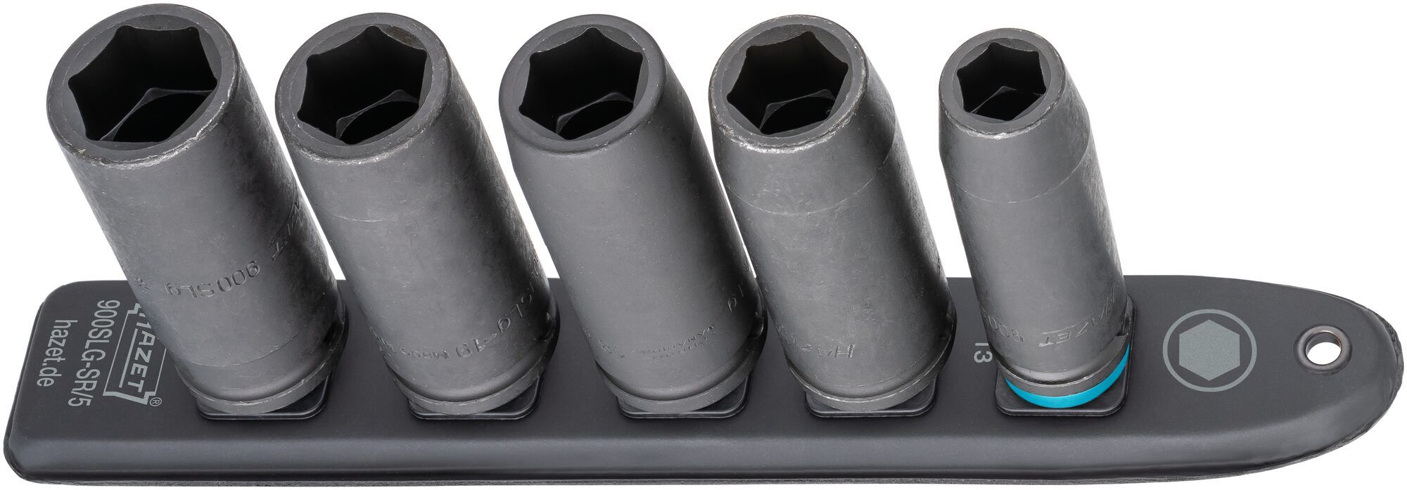 HAZET 900S-SR/5 Juego De Llaves De Vaso SmartRail De 1/2" Con Perfil Hexagonal Externo (5 Uds