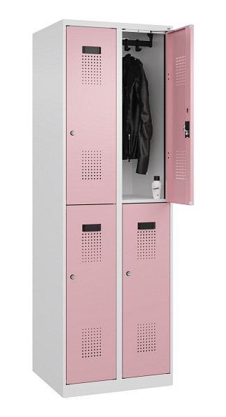 C+P Doppelstöckiger Spind Evolo PLUS, 4 Fächer, 1850x600x500mm, 9016/3015, Zylinderschloss, 049300-20 S10045