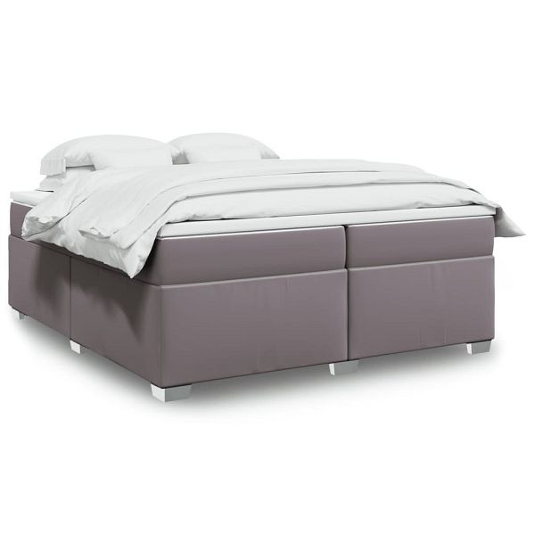 vidaXL Boxspringbett mit Matratze Grau 200x200 cm Kunstleder, 3285227