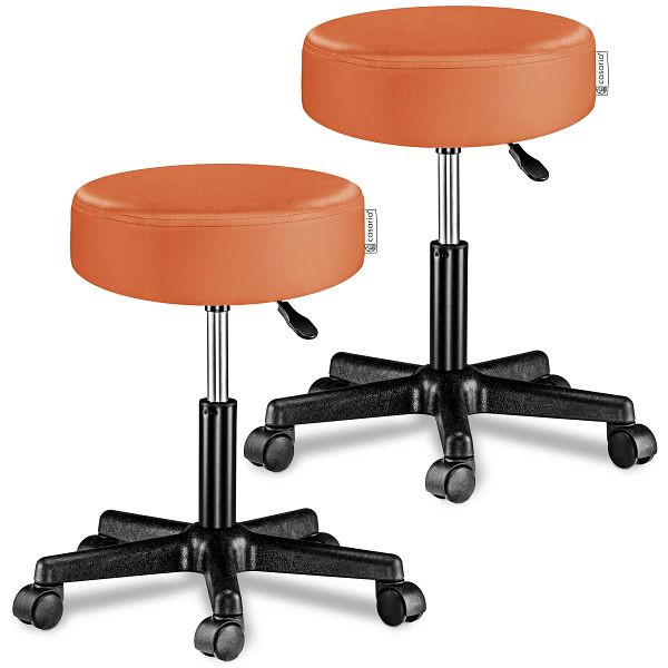 casaria Rollhocker Kunstleder 2er-Set Orange 360° drehbar, 995882