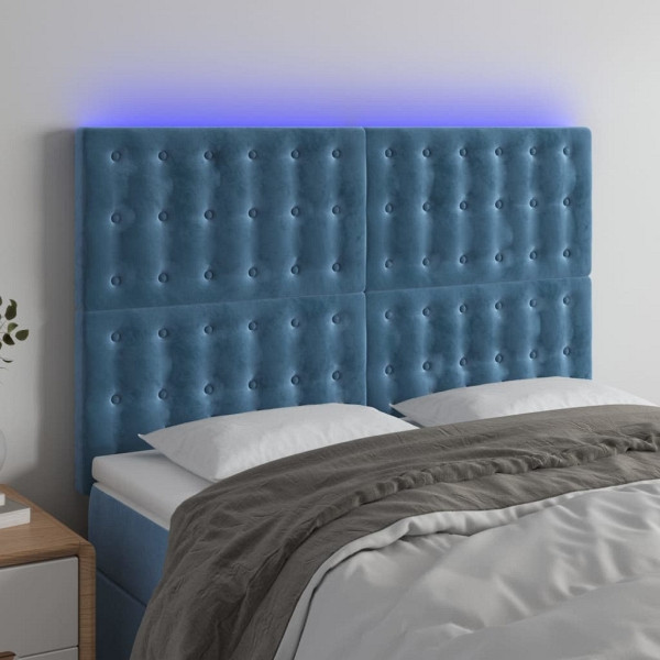 vidaXL LED Kopfteil Dunkelblau 144x5x118/128 cm Samt, 3122910