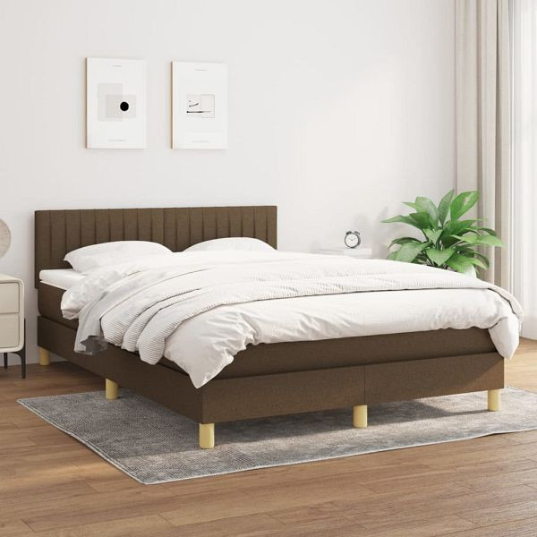 vidaXL Boxspringbett mit Matratze Dunkelbraun 140x190 cm Stoff, 3140772