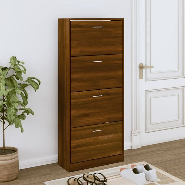 vidaXL Schuhschrank Braun Eichen-Optik 63x24x147 cm Holzwerkstoff, 342549
