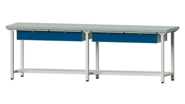 ANKE Werkbänke Arbeitstisch, Modell 95, 2800 x 700 x 900 mm, RAL 7035/5010, ZBP 50 mm, 400.447