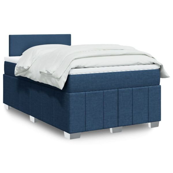 vidaXL Boxspringbett mit Matratze Blau 120x190 cm Stoff, 3289306